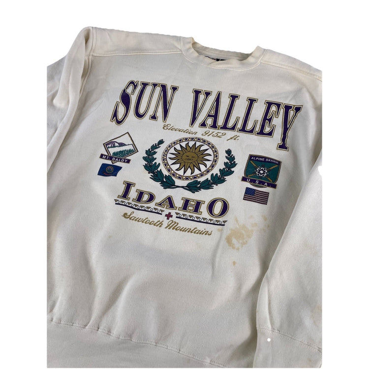 Mens Vintage Galt Sand Sun Valley Idaho White Crewneck Sweater Size Large