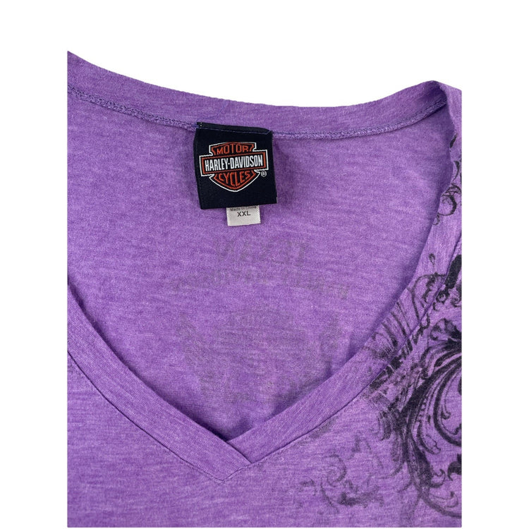 Womens 2017 Harley Davidson Purple V Neck T Shirt Size 2XL