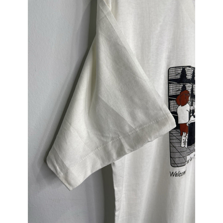 Men’s White Graphic Design Discovery Rat Race Facility T Shirt Sz L