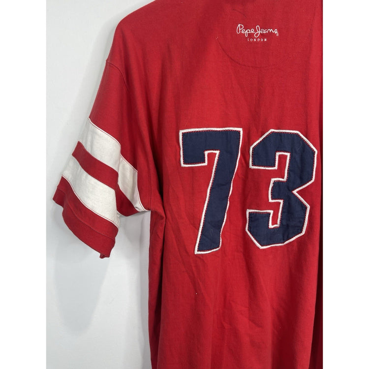 PEPE (UK) PJL Pepe Jeans London Mens Polo Rugby Shirt 73 Red Cotton XL