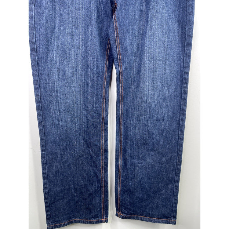 Rare Ed Hardy Skull Rhinestones Baggy Y2K Jeans 41x33 Skulls Heart Embroidered