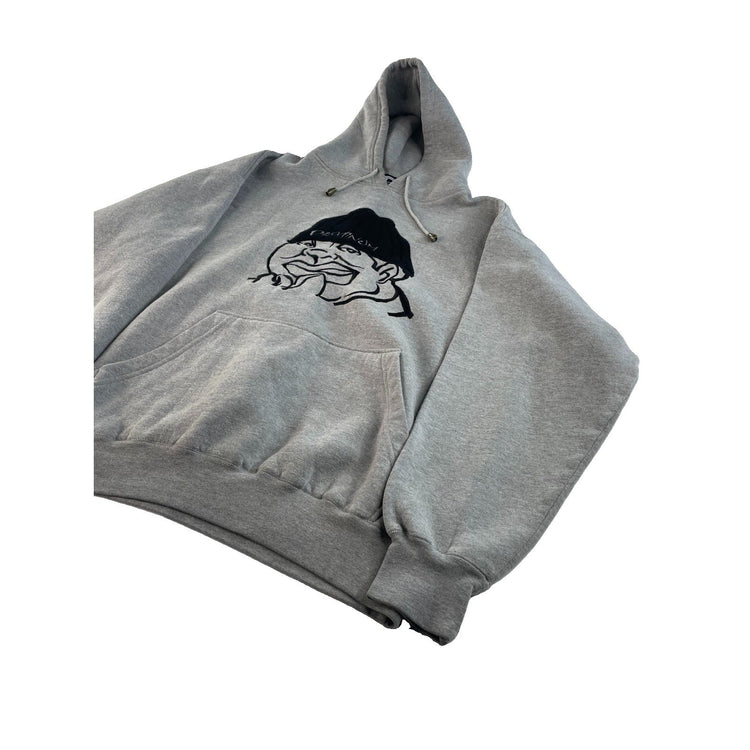Men Vintage Damage Clothing Graphic Hoodie Pullover Gray Size L