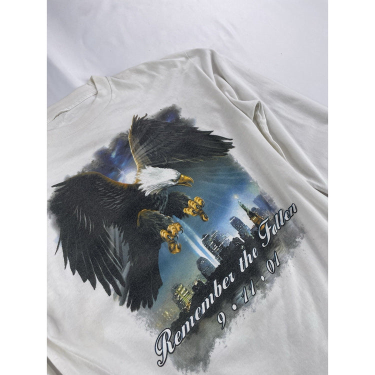 Mens White Long Sleeve T Shirt Remember The Fallen Size M