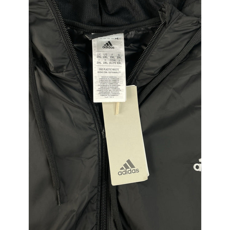 Mens Adidas Black Windbreaker Zip Up Jacket Size 2XL