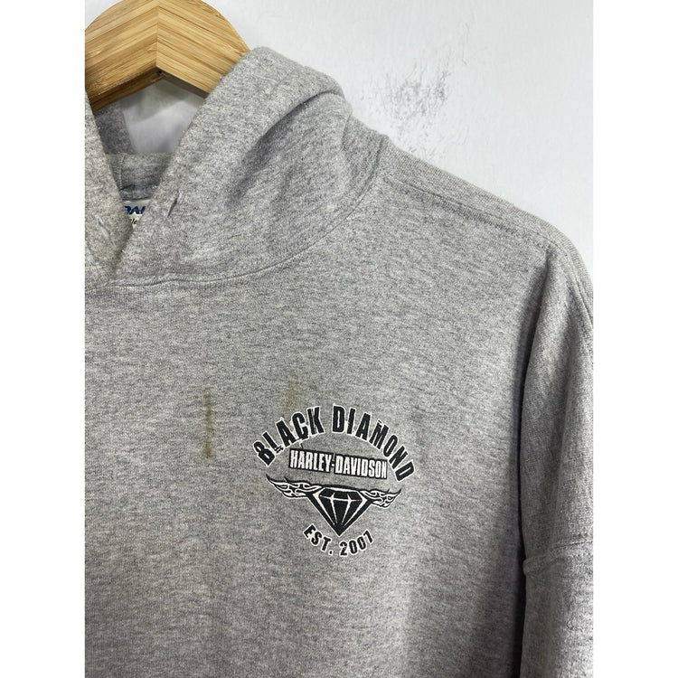 Men’s Gray Vintage 2000s Black Diamond Harley Davidson Hoodie Sz XL