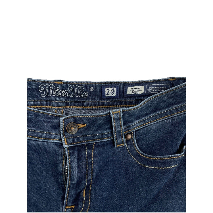 Womens Miss Me Mid-Rise Skinny Blue Jeans Size 29