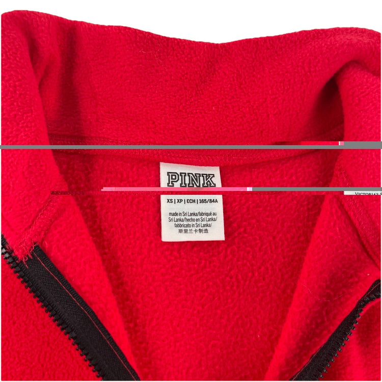 Womens Victoria’s Secret PINK Red Fleece Quarter Zip Sweater Size XS