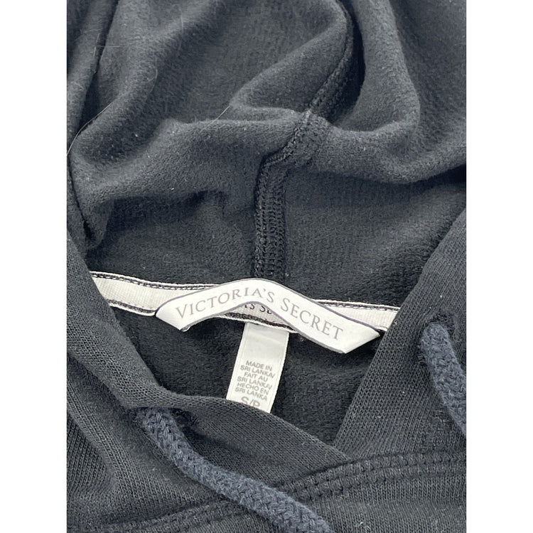 Womens Victoria’s Secret Black Hooded Sweater Size Small