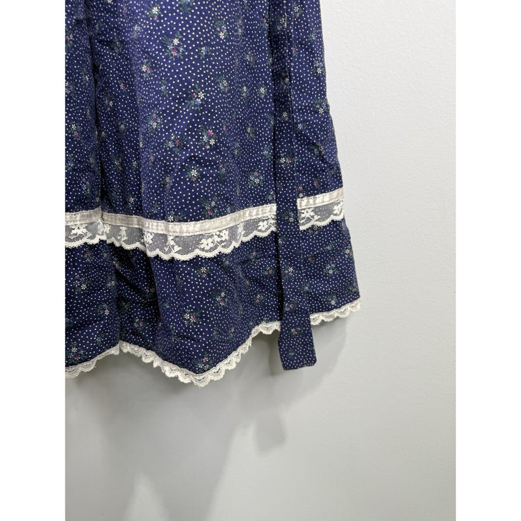 1970’s Vintage Gunne Sax Jessica McClintock Prairie Maxi Dress Navy Floral Sz 5