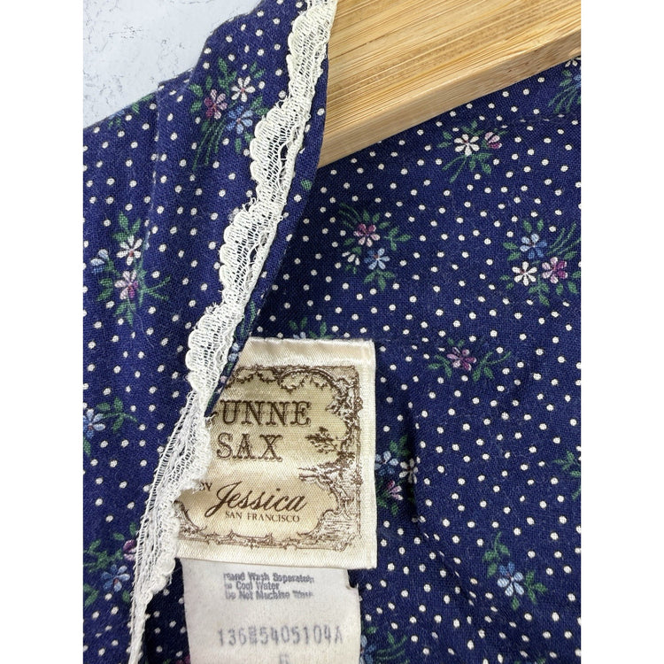 1970’s Vintage Gunne Sax Jessica McClintock Prairie Maxi Dress Navy Floral Sz 5