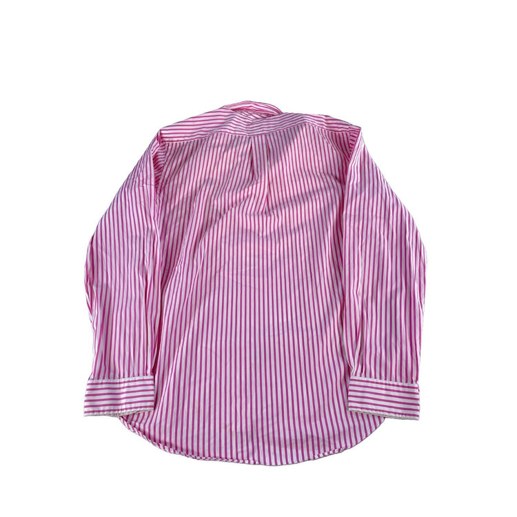 Mens Ralph Lauren White W/Pink Stripes ButtonUp Dress Shirt Size Large