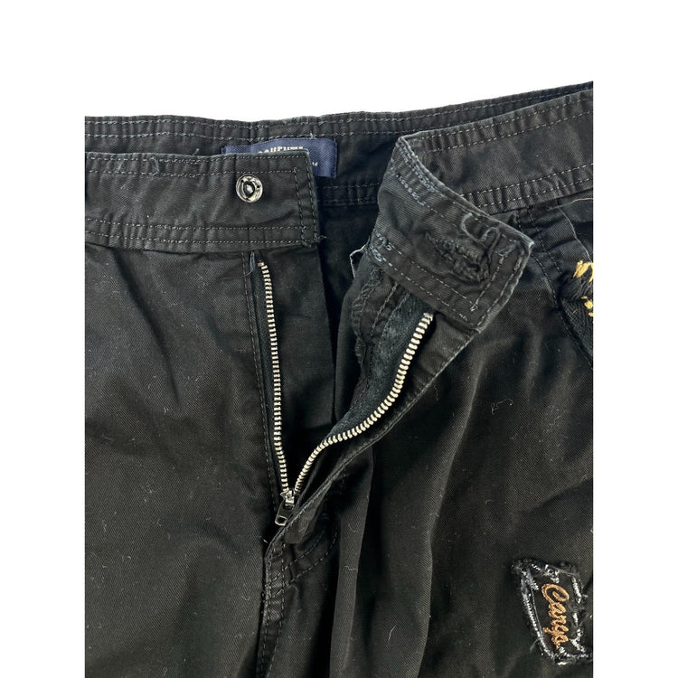 Mens Ochenta Black Multi Pocket Heavy Utility Cargo Shorts Size 32