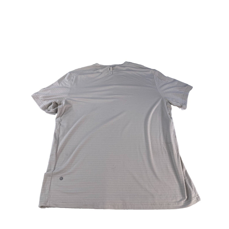 Mens Lululemon Gray Striped Short Sleeve Better Each Day Athletic Shirt SIZE 2XL