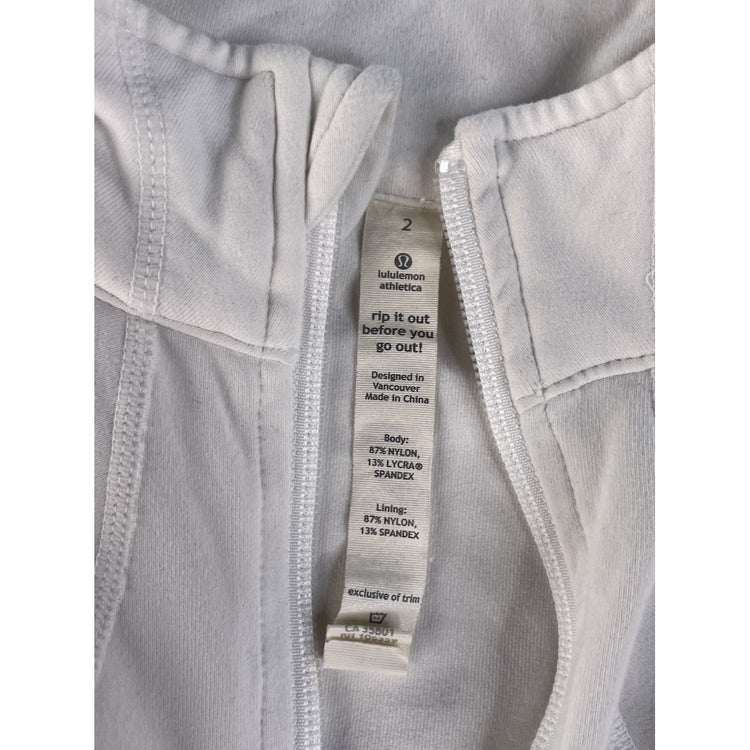 Women's Lululemon Athletica White Full-Zip Fitted Athletic Jacket Size 2
