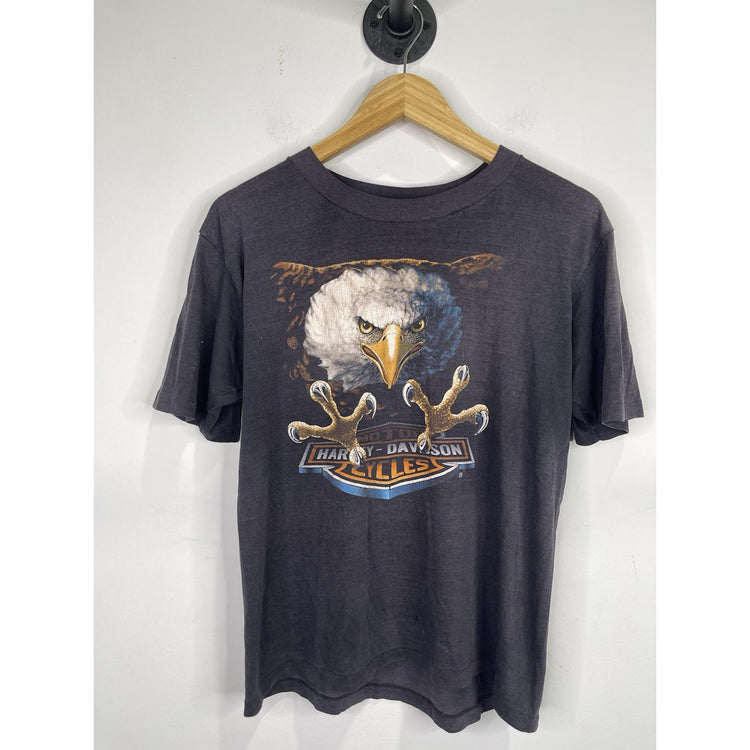 Rare Vintage 3D Emblem Harley Davidson Eagle Black T-Shirt M/L