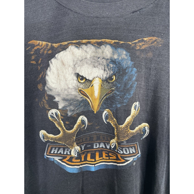 Rare Vintage 3D Emblem Harley Davidson Eagle Black T-Shirt M/L