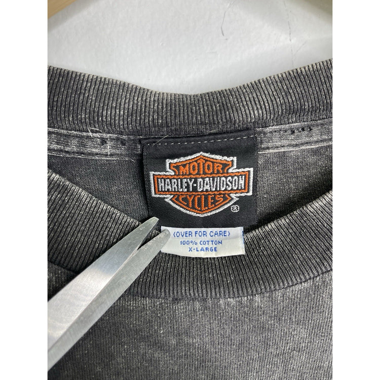Men’s VTG Gray Faded Harley Davidson T Shirt Raised Print USA Made Sz XL