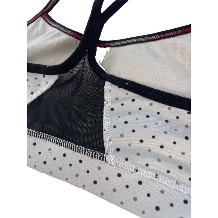 Women Lululemon White Black Micro Polka Dot Flow Y Strappy Yoga Sports Bra Size8