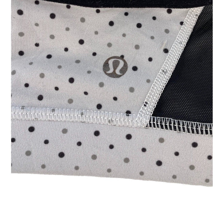 Women Lululemon White Black Micro Polka Dot Flow Y Strappy Yoga Sports Bra Size8