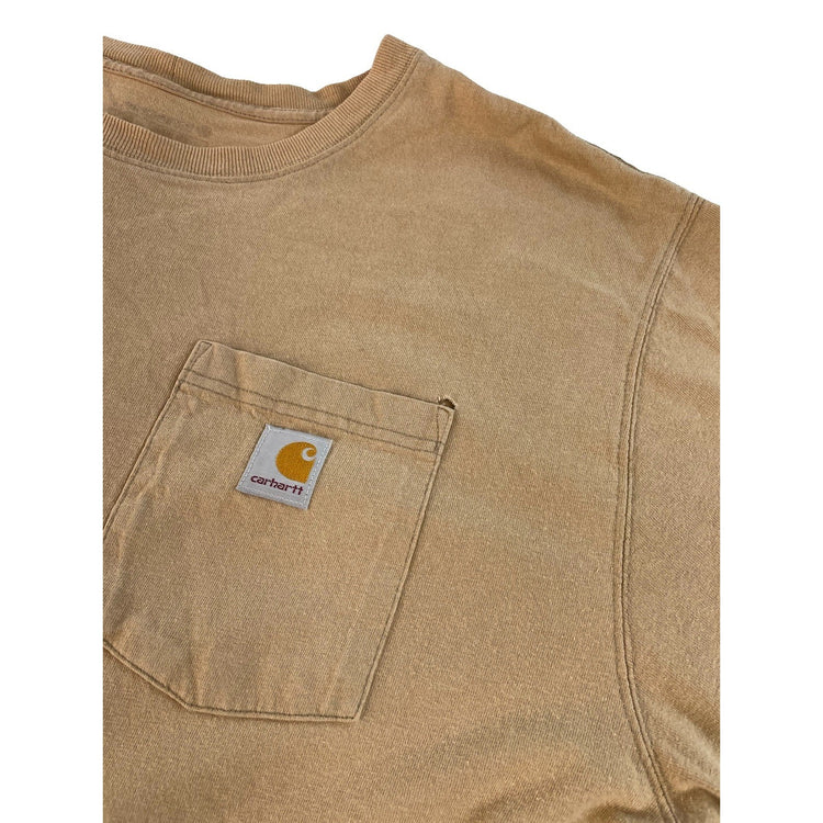 Mens Carhartt Light Brown Solid Short Sleeve Pocket Shirt Size 2xl