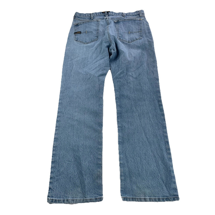 Men’s Ariat REBAR M4 Relaxed Bootcut Light Wash Blue Jeans Size 36x32