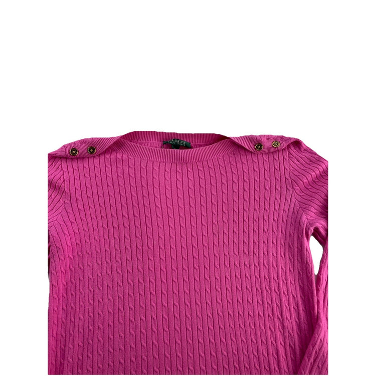 Womens Lauren Ralph Lauren Size XL Pink Sweater With Buttons