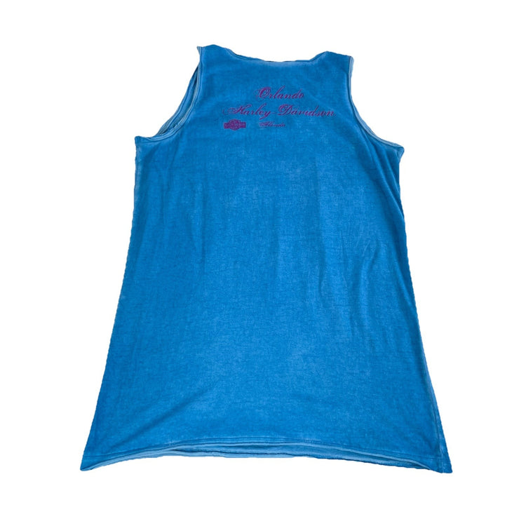 Womens Harley Davidson Turquoise Graphic Wing Tank Top Size L