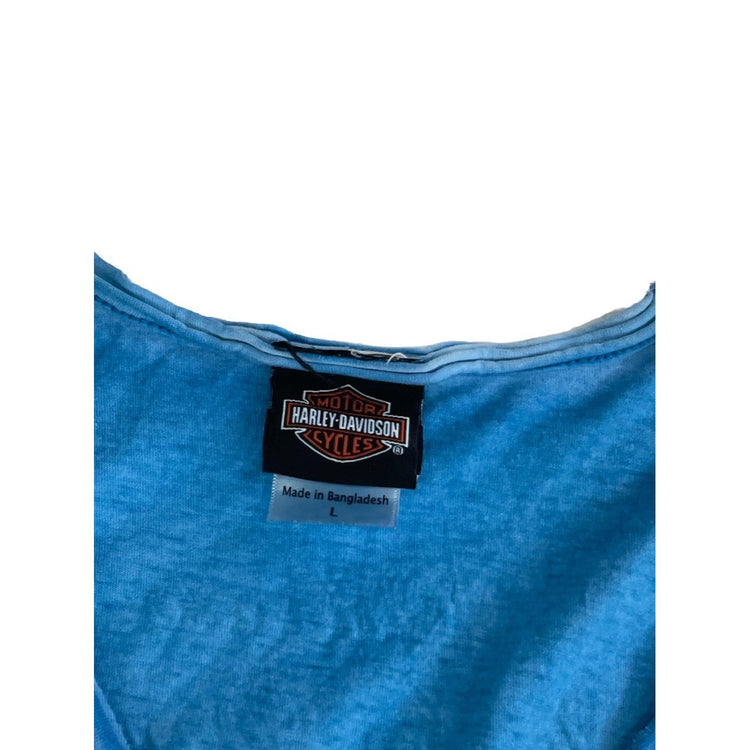 Womens Harley Davidson Turquoise Graphic Wing Tank Top Size L