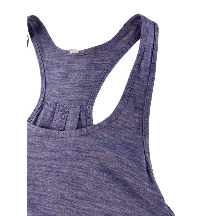 ens Lululemon Heathered Purple Open Split Pleated Back Yoga Tank Top Size M