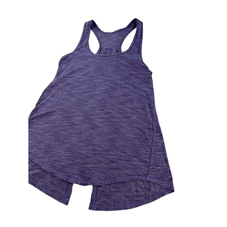 ens Lululemon Heathered Purple Open Split Pleated Back Yoga Tank Top Size M
