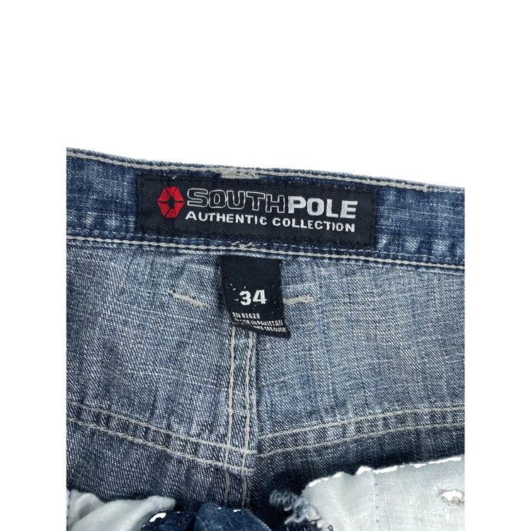 Mens Southpole Patched Blue Denim Jeans Size 34