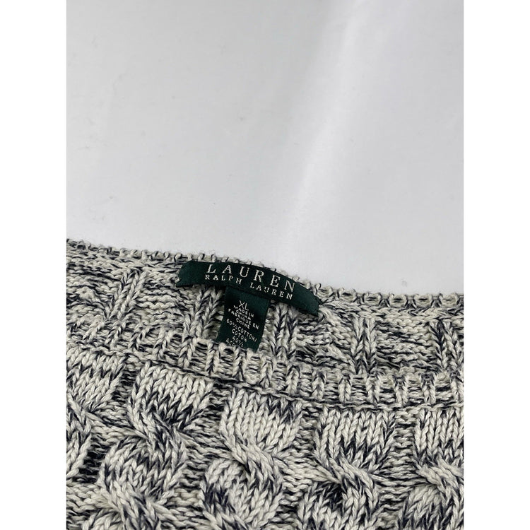 Womens Lauren Ralph Lauren Size XL Navy Blue & White Knitted Sweater