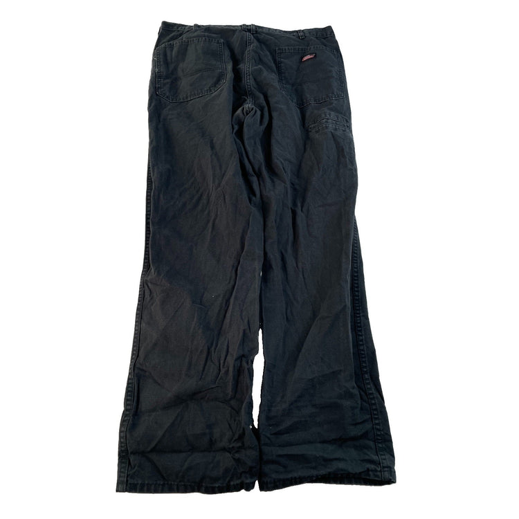 Men's Genuine Dickies Carpenter Pants Black Canvas Size 38x32