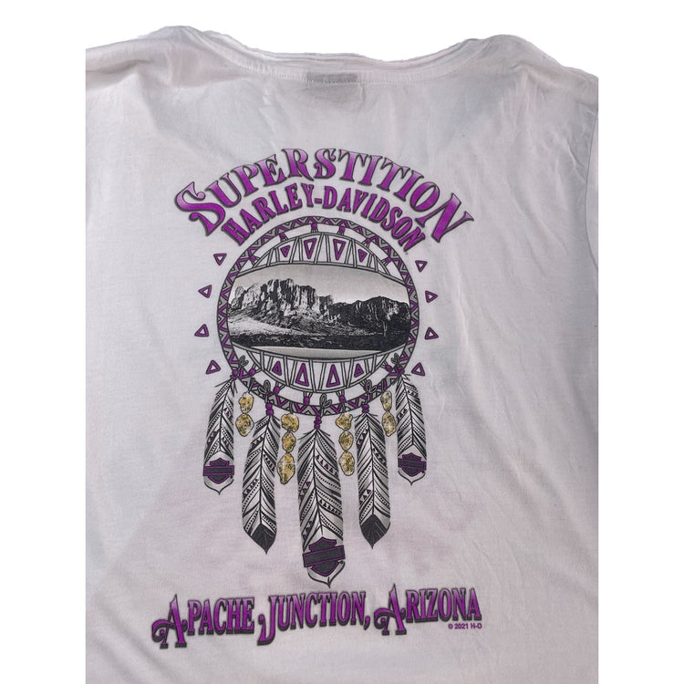 Womens Harley Davidson Motorcycle White Longsleeve V-Neck Shirt Size M