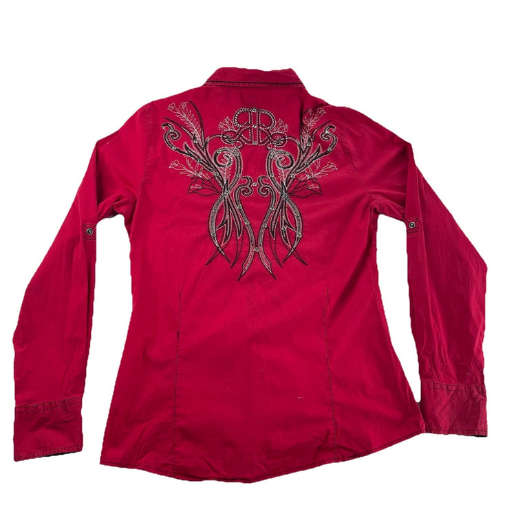 Women’s Signature ROAR Pinkish-Red Western LongSleeve SnapDown Shirt Size S