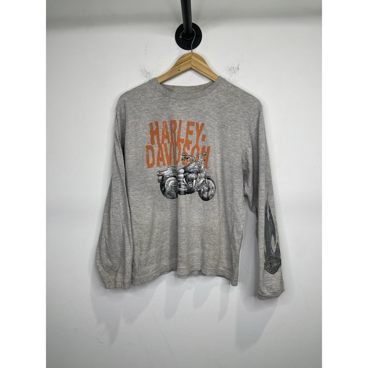 Youth Harley Davidson Gray Graphic Motorcycle Long Sleeve Sz XL (18)