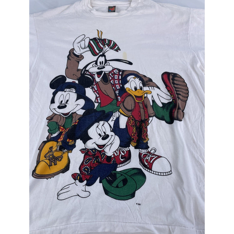 Mens Vintage 1990s Jerry Leigh Walt Disney White Graphic T Shirt Size OSFA