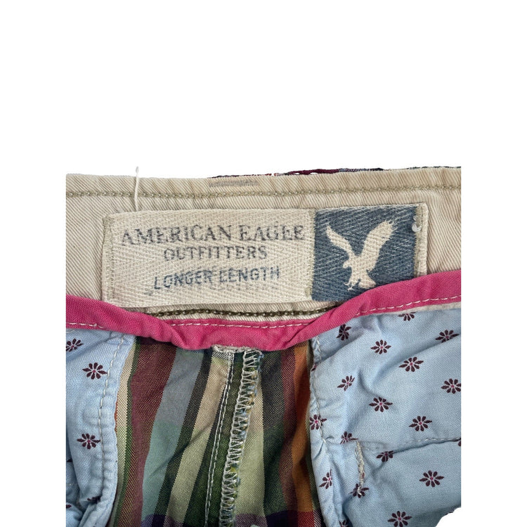 Men’s American Eagle Outfitters Plaid Multicolor Longer Length Shorts Size 33