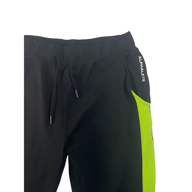 Men's Alphalete Black and Neon Green Performance Joggers Size L