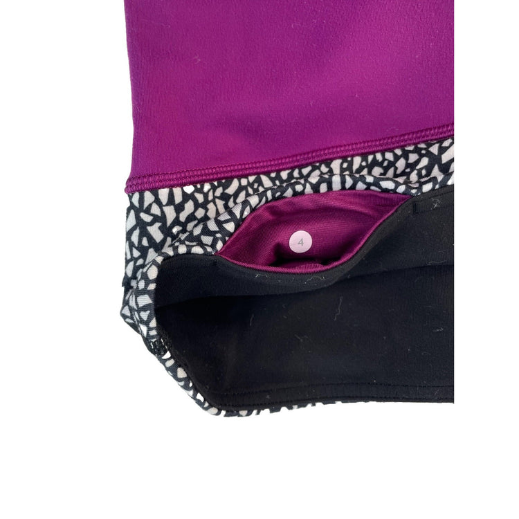 Women Lululemon Purple Athletic Performance Patterned Waistband Leggings Size 4
