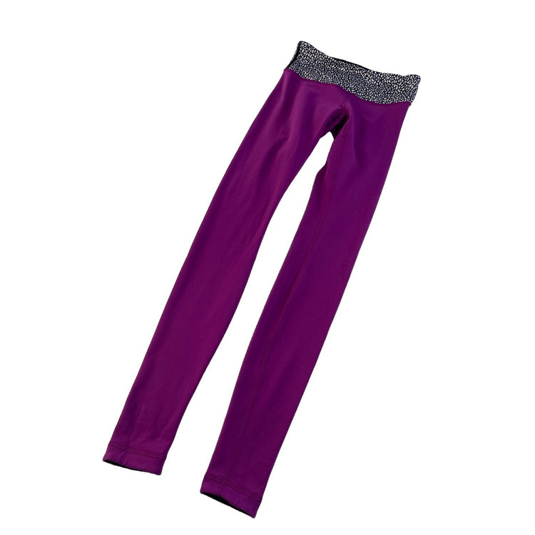 Women Lululemon Purple Athletic Performance Patterned Waistband Leggings Size 4