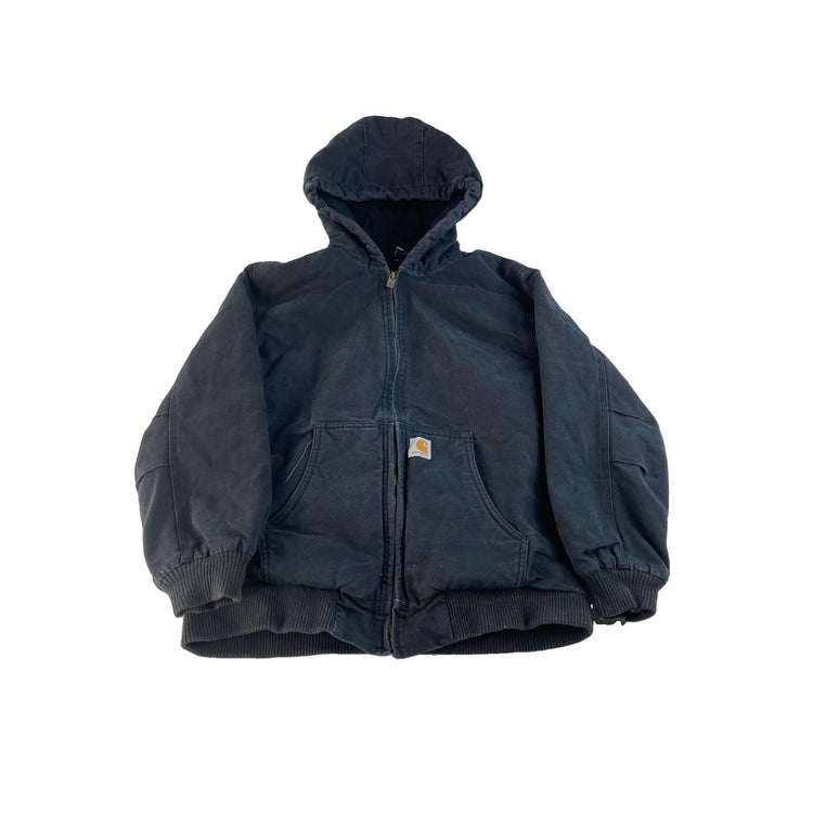 Kids' Carhartt Quilted Lined Full Zip Hooded Jacket Black Size L (14-16)