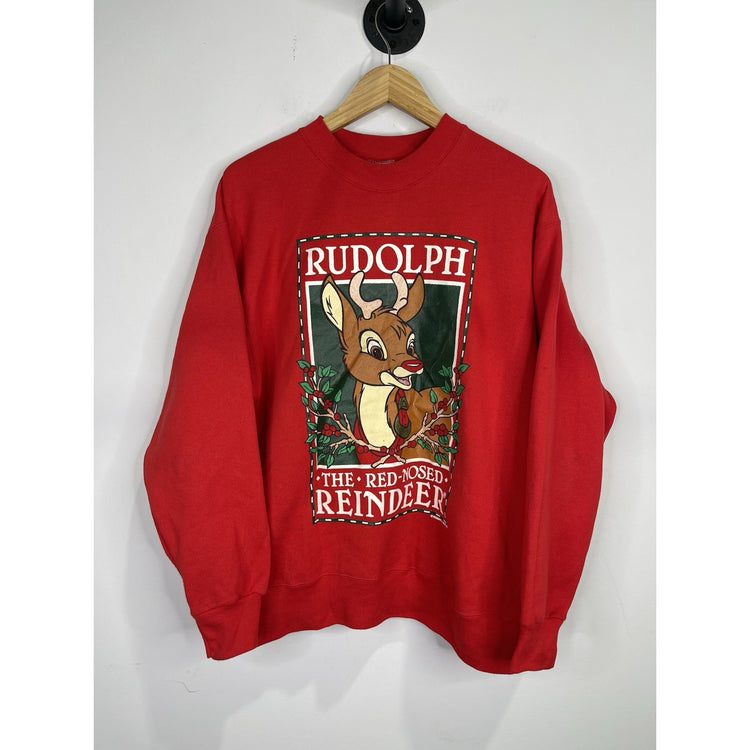 Men’s Hanes Vintage Rudolph The Reindeer Christmas Sweatshirt Crewneck Sz Large