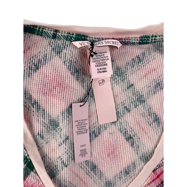 Womens Victorias Secret Pink & Green Plaid Sleep Shirt Size Small