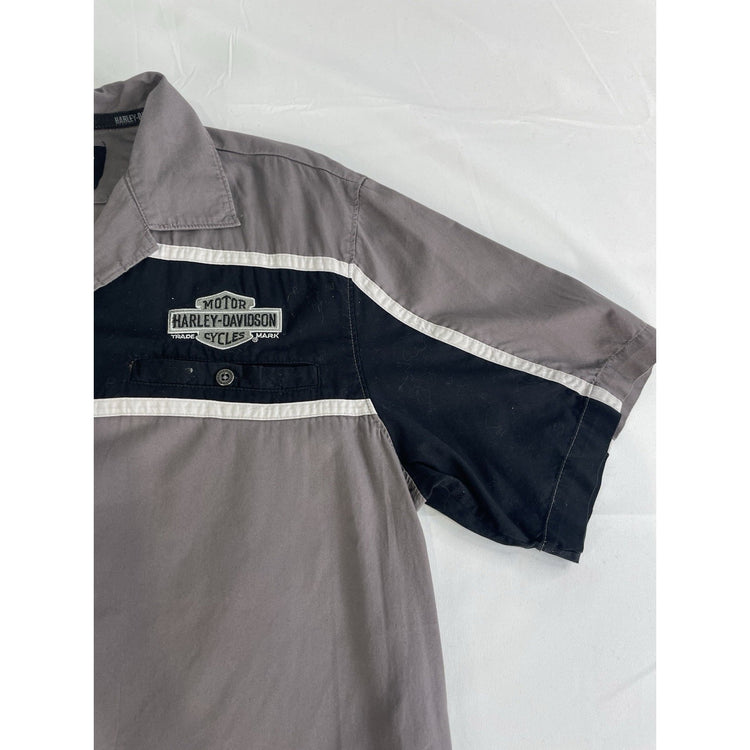 Mens Harley Davidson Motorcycle SS Mechanic Garage Shirt Gray Size Xl