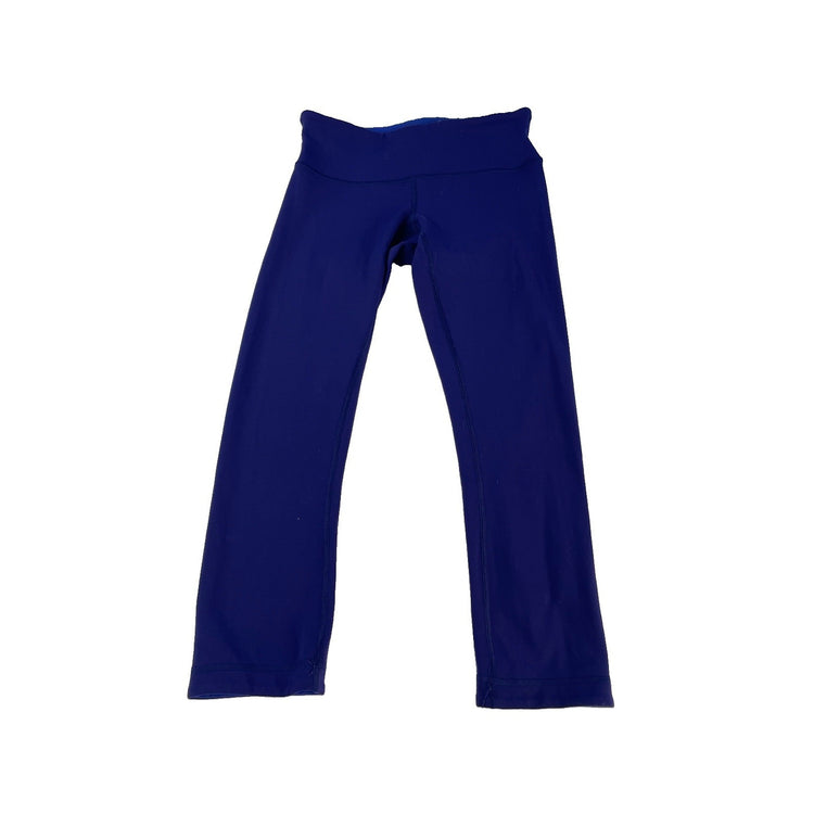 Womens Lululemon x SoulCycle Blue Cropped Yoga Leggings Big Logo SIZE 4