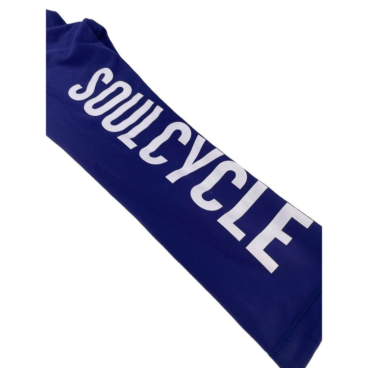 Womens Lululemon x SoulCycle Blue Cropped Yoga Leggings Big Logo SIZE 4