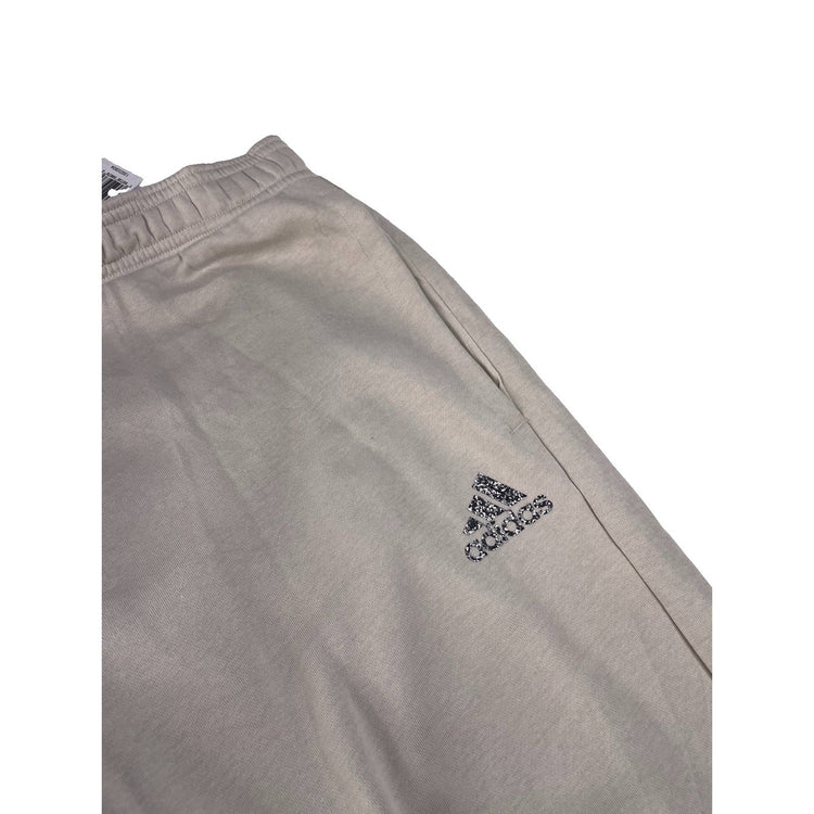 Mens Adidas Cream Off White Speckled Logo Fleece Cuff Gym Track Pants Size XL