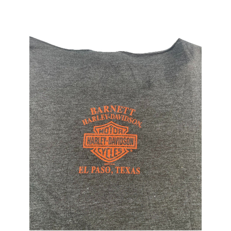 Womens Harley Davidson Gray Rhinestone Skull Long Sleeve T Shirt Size Medium