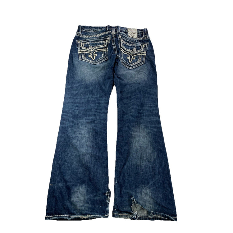 Men’s Rock Revival Byron Boot Dark Wash Blue Jeans Size 34